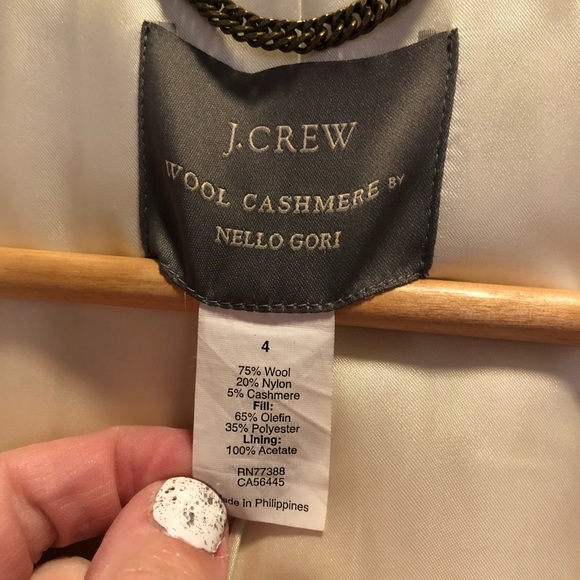 J.Crew winter white wool toggle coat with good size 4 - Picture 2 of 5